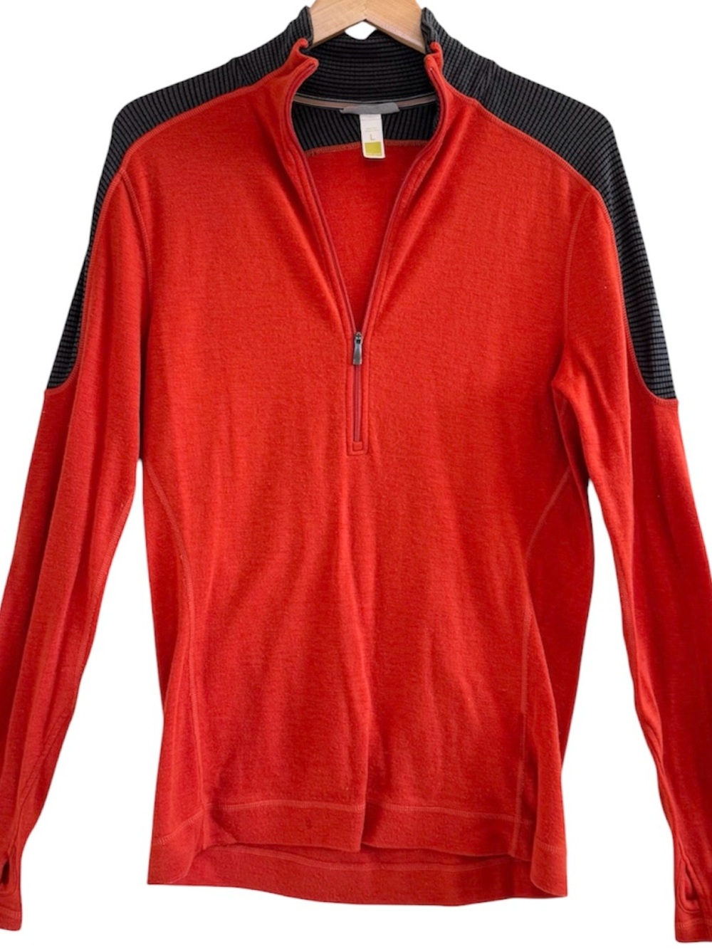 Smartwool Men’s Women’s 100% Merino Wool 3/4 Zip Grey Orange Pullover Size Large